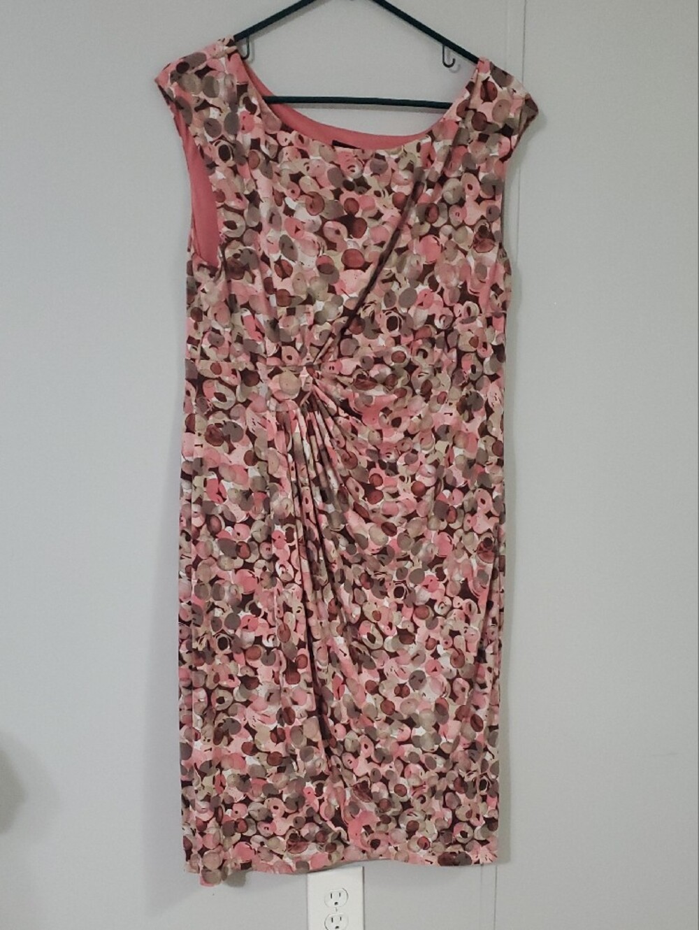 connected apparel Pink and Brown Floral Twist-Front Midi Dress